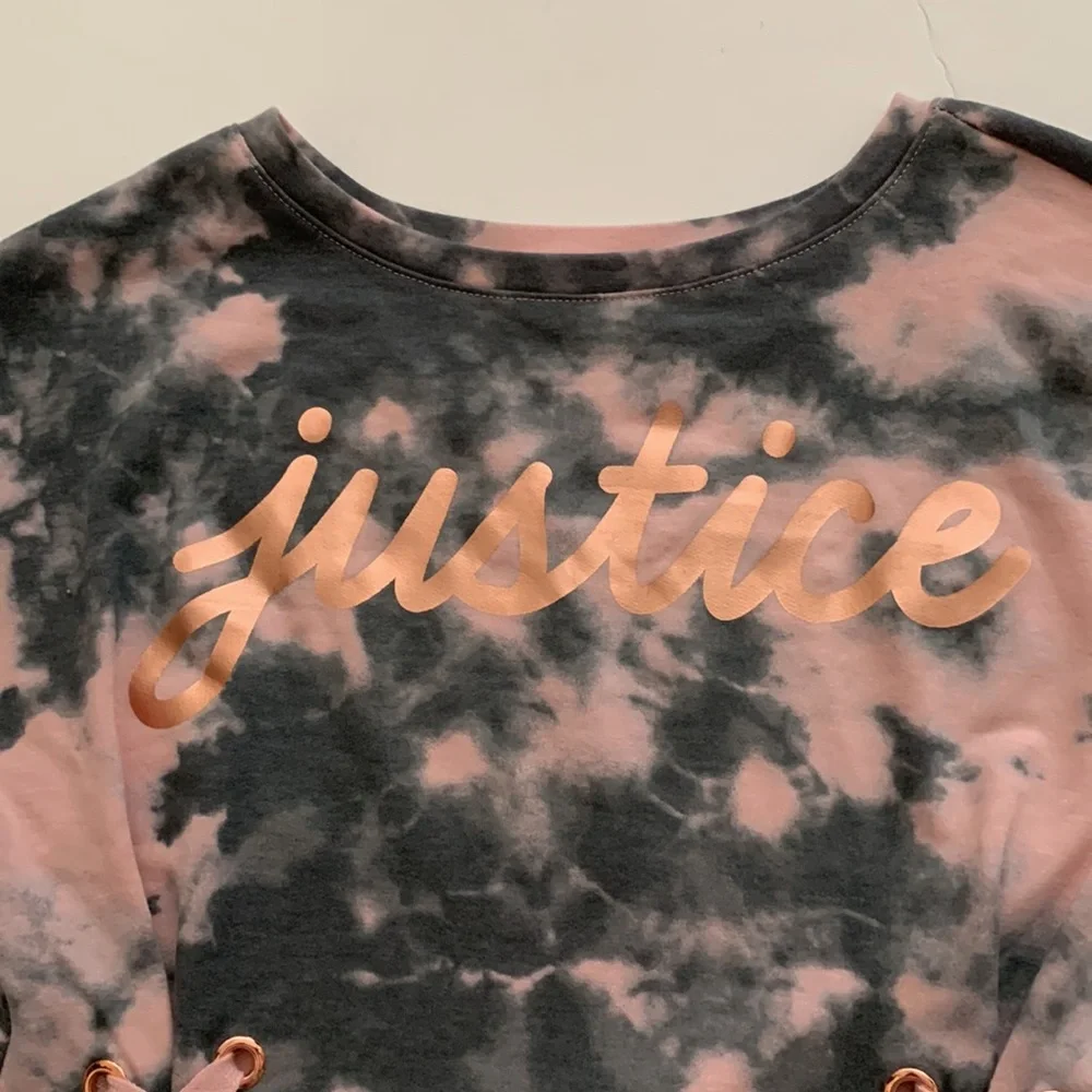 Justice sweatshirt, size 12, pink and gray pattern